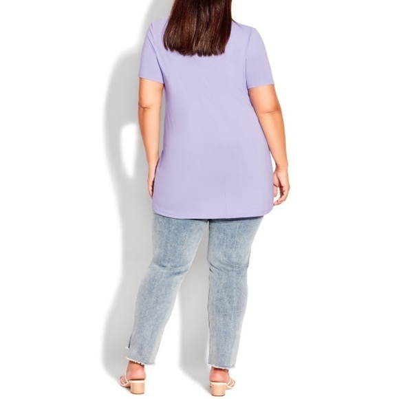 Evans Lilac Love Me Plain Tunic Tee Top size 16 (R06.5) - Picture 6 of 8